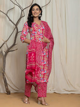 Printed Cotton Blend Kurta With Pants & Dupatta